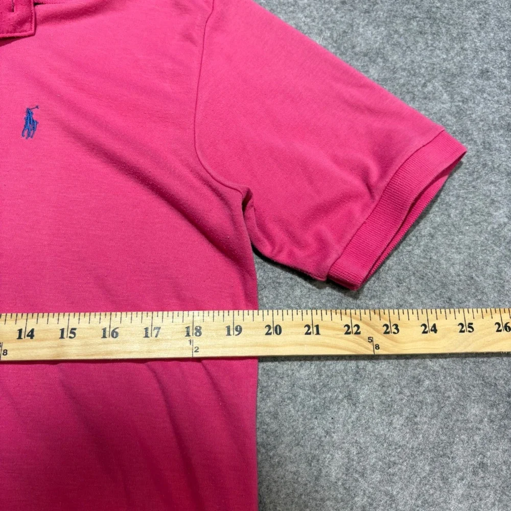 Polo Ralph Lauren Mens Large Pink Short Sleeve Cotton Polo Shirt Made in USA